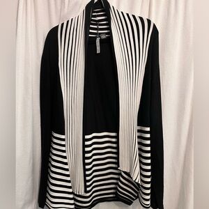 Black and White Open Front Cardigan